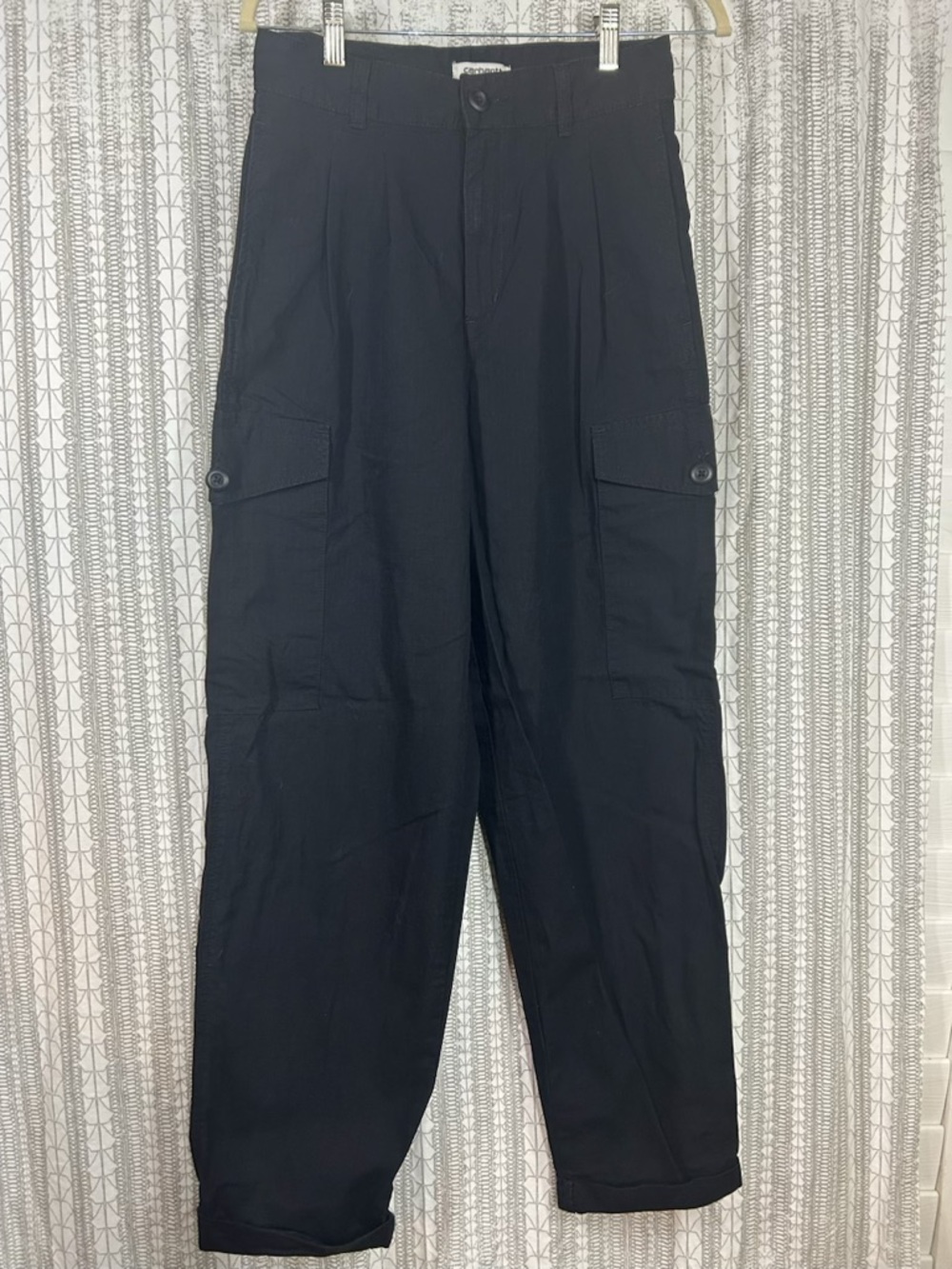 Carhartt Black Men's Cargo Pants with Button Flap Pockets